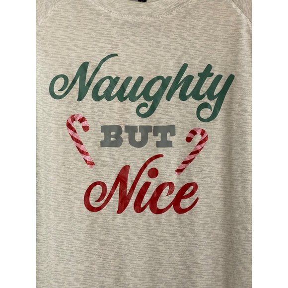 Jaclyn Intimates‎ Christmas Naughty but Nice soft leisure shirt grey pj top Sz M - Picture 2 of 9